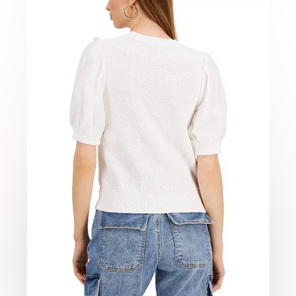 INC Cable Knit Sweater White Short Sleeve Top - Picture 5 of 16